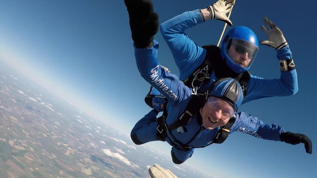 A skydiver taking on the challenge for St Barnabas