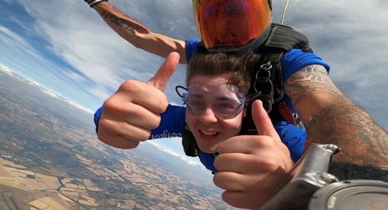 On a skydive in honour of Nan