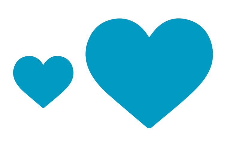 Illustration of two blue love hearts