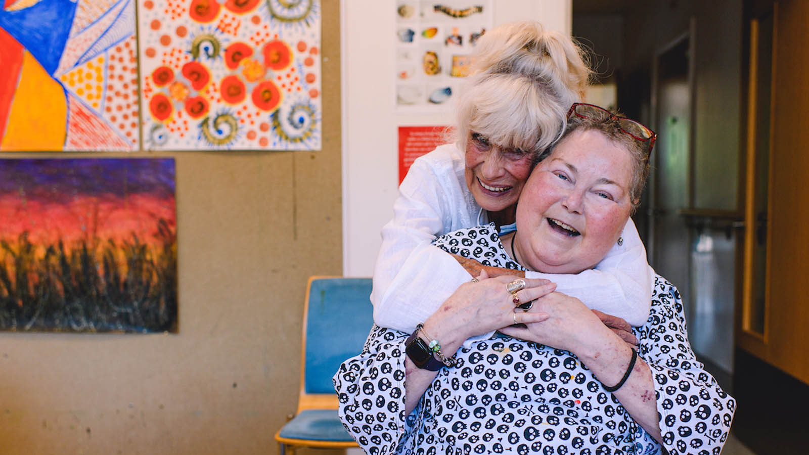 Happy patients at the hospice art group