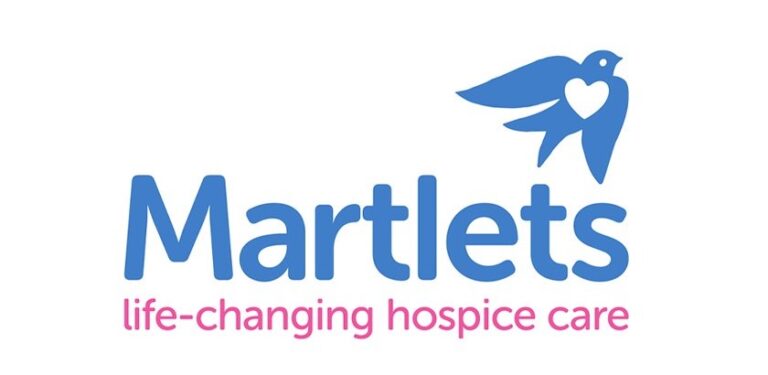 Logo for Martlets hospice, including tagline 'life changing hospice care'